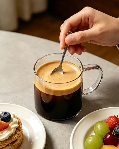 14 oz Clear Glass Coffee Mugs Set of 4 - Modern Borosilicate Tea & Drinkware