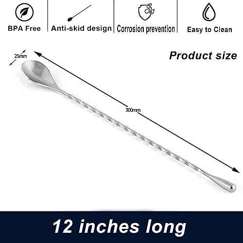 JOYONE Cocktail Jigger & Mixing Spoon Set - Stainless Steel Bartending Tools for Home & Bar