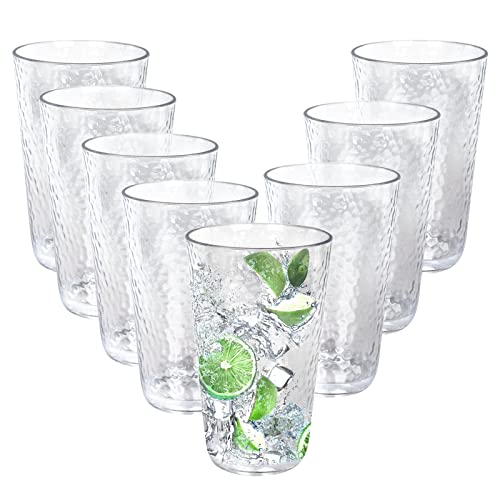 Fulong 16 oz Plastic Highball Glasses Set of 8 - Unbreakable Water & Beverage Tumbler