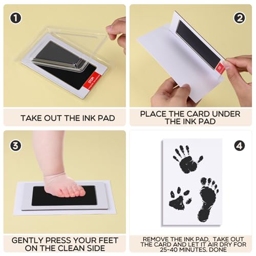Inkless Baby Handprint and Footprint Kit - 15 Pack Clean Touch Ink Pads