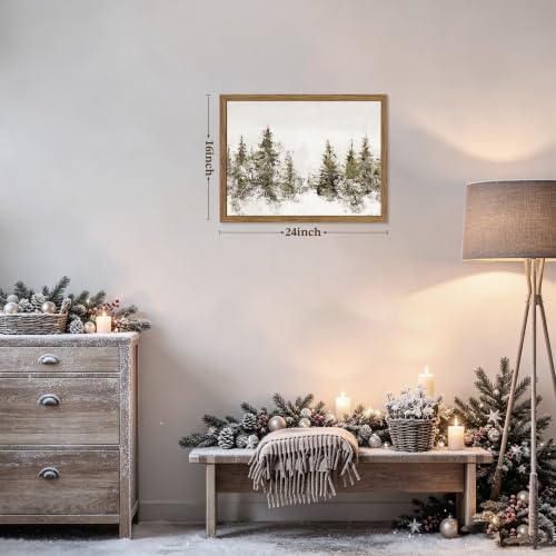 Zeredi Vintage Christmas Forest Canvas Wall Art 16x24 in - Framed Landscape
