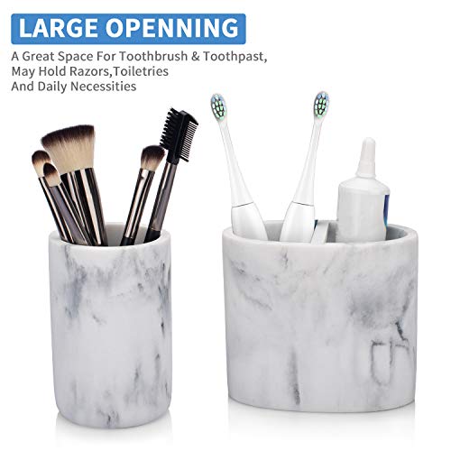 4-Piece Marble Bathroom Accessory Set - Soap Dispenser, Tumbler & Holder