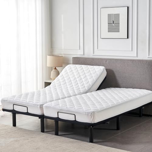 Waterproof Split King Mattress Protector Pad for Adjustable Beds, 2-Pack