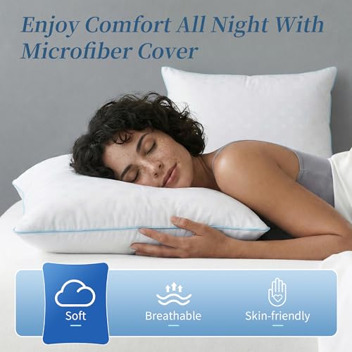 Queen Size Pillows Set of 2 - Down Alternative Bed Pillows for All Sleepers