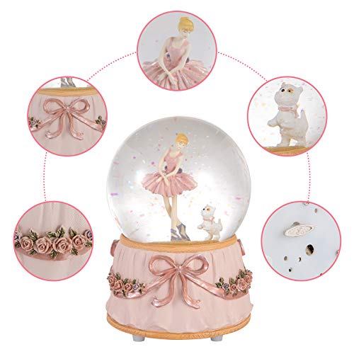 Rotating Ballerina Snow Globe with Music - 4-Inch Mechanical Glass Gift