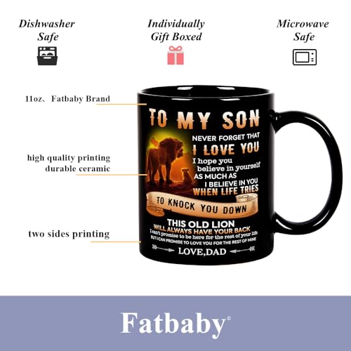 To My Son Gift Coffee Mug - Fatbaby Birthday Dad to Son 11oz Black Tea Cup