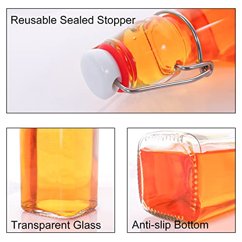 12 Pack 8.5oz Swing Top Glass Bottles, 250ML Square Bottles with Airtight Stoppers for Kombucha and Home Brewing