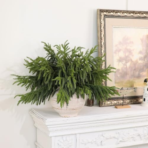 20 Pcs Artificial Norfolk Pine Branches for Christmas Decor - Lifelike Touch, 18"