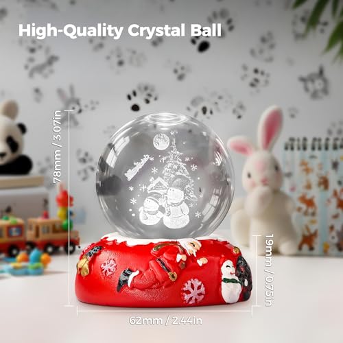 Briignite LED 3D Crystal Ball Night Light with Snowman Base - USB/Battery Decor