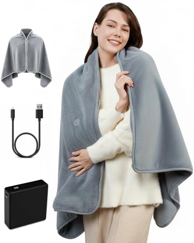 Cordless Heated Throw Blanket with 13500mAh Battery & 6 Heat Settings