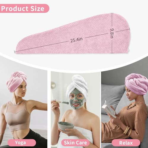 My Novel Things 3 Pack Microfiber Hair Towels for Curly Hair - Pink, White, Purple