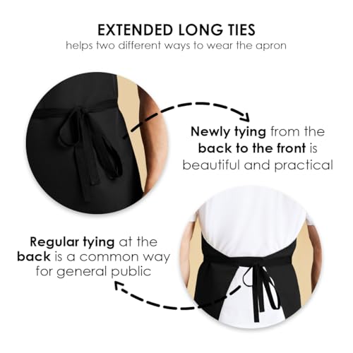 Unisex Kitchen Apron with Extra Long Ties - Durable Polyester Chef Apron