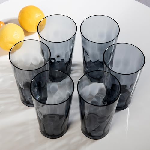 16 oz Unbreakable Plastic Drinking Glasses, Shatterproof Tumbler Set of 6