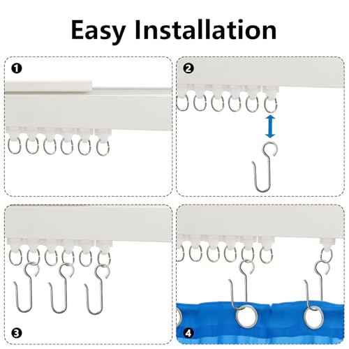 Heavy-Duty Ceiling or Wall Mounted Curtain Track System with Silent Pulleys