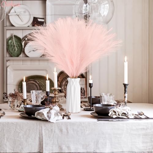 50pcs Pink Artificial Pampas Grass, 21.6-Inch Faux Floral Branches