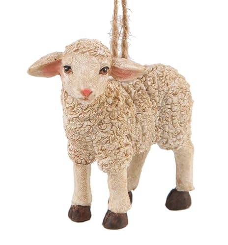 Baby Lamb Christmas Ornament - Farm Animal Holiday Decor, 3.5" Resin Keepsake