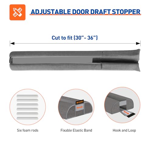 Under Door Draft Stopper - 36 Inch Adjustable Gap Filler & Door Sweep