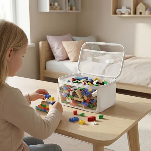 4-Pack Clear Toy Storage Bags with Handles and Reinforced Base