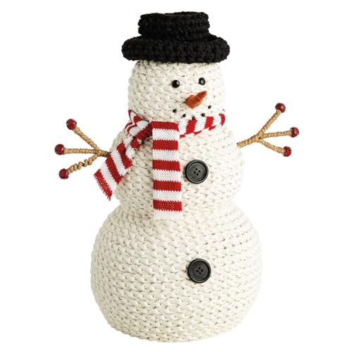 Mud Pie Crochet Snowman Sitter - Christmas Table Decor, 5.5"