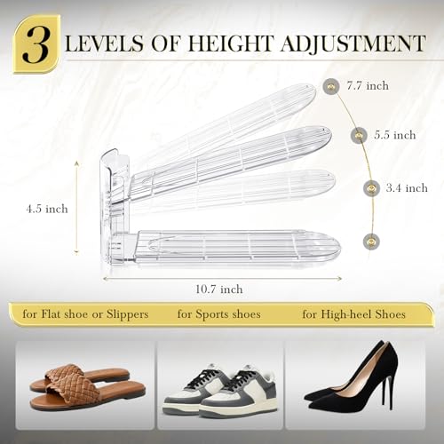 Adjustable Shoe Slots Organizer - 12 Pack Space Saving Shoe Stackers
