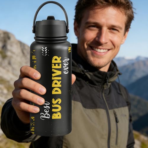 Fufandi Driver Black 32oz Bus Driver Appreciation Tumbler Water Bottle