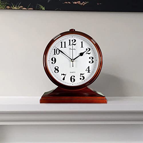 10-Inch Retro Desk Clock, Silent Battery-Operated Mantel Clock