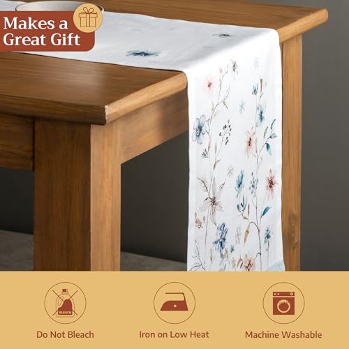 Maison d' Hermine Ice Florals Table Runner 14.5" x 36" Cotton Holiday Decor