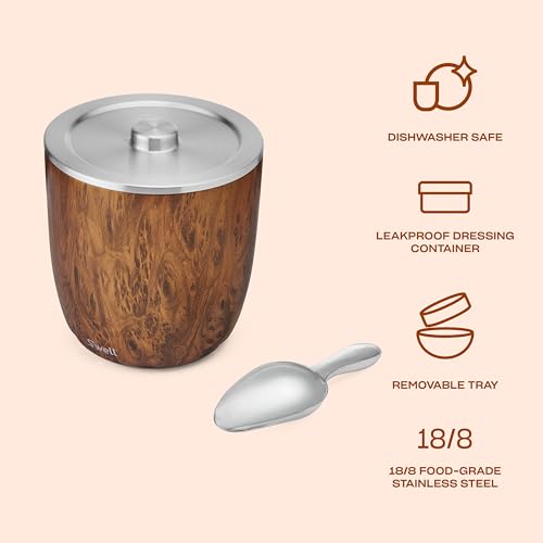 S'well 100oz Stainless Steel Ice Bucket XL with Lid & Scoop - Teakwood