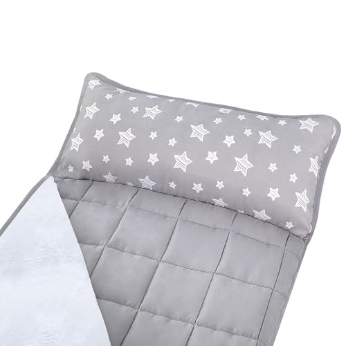 Toddler Nap Mat with Removable Pillow and Fleece Blanket 21" x 50"