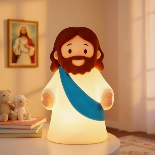 Jesus Night Light for Kids, Silicone Touch Dimmable Rechargeable Lamp