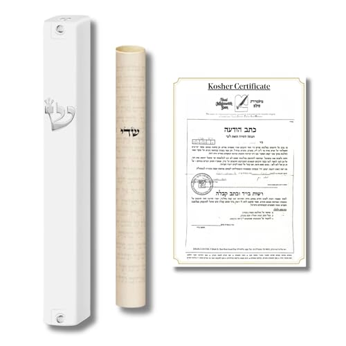 Kosher Mezuzah Case with 4-Inch Hand-Written Scroll - White 5-Inch