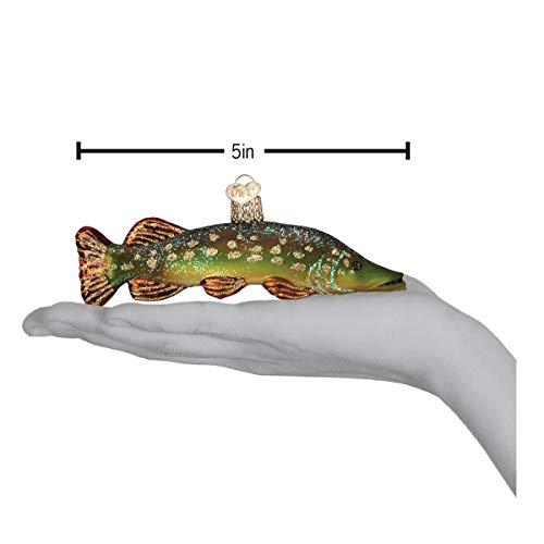 Hand-Blown Glass Pike Fish Christmas Ornament for Holiday Tree Decor