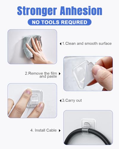 LZC 25 Pack Clear Adhesive Strips Hooks for Outdoor String Lights Waterproof