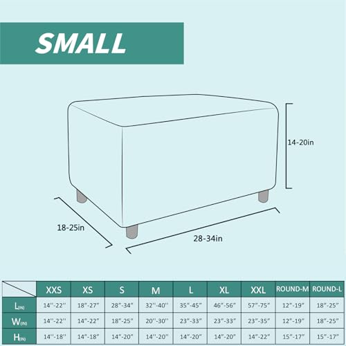 High Stretch Jacquard Ottoman Cover - Rectangle Slipcover for Footstools