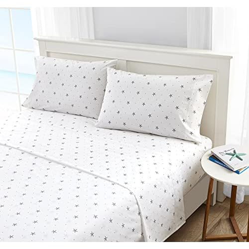 Nautica - Twin Sheet Set, Crisp & Tailored Cooling Sheets with a Smooth Cotton Percale Lightweight Feel - Bed Sheets with Matching Pillowcase & Fitted Sheet (Star Spangled Coastal Navy)