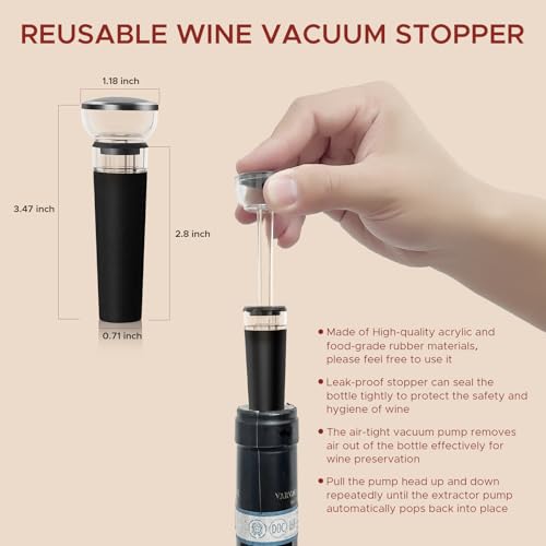 WINWHIRLO 4-in-1 Wine Bottle Opener Gift Set with Corkscrew, Vacuum Stopper & Pourer