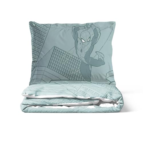 Jay Franco Spiderman Kids Duvet Cover Set with Sham - Twin Green Bedding