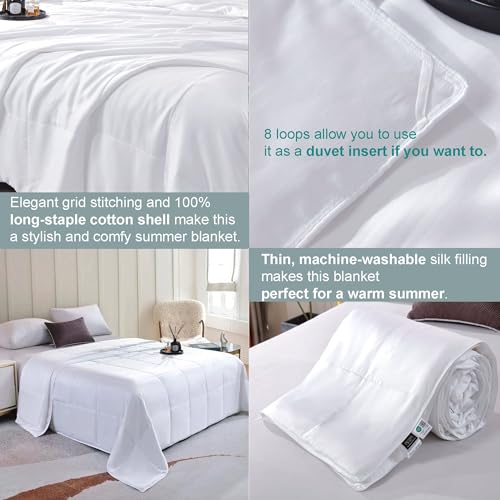 Summer Silk Quilt Blanket - Twin Size, Machine Washable, Soft & Breathable