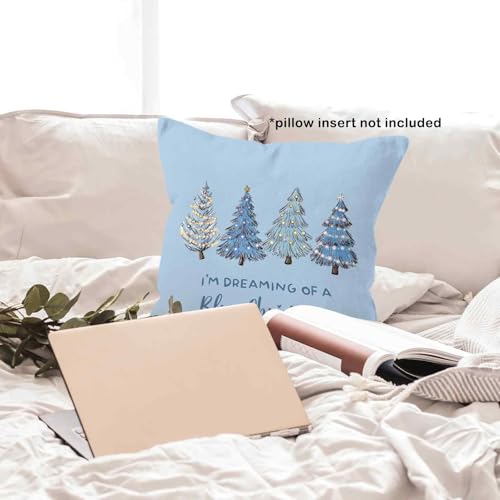 MONALET Blue Winter Christmas Throw Pillow Cover 18x18in | I'm Dreaming of a Blue Christmas