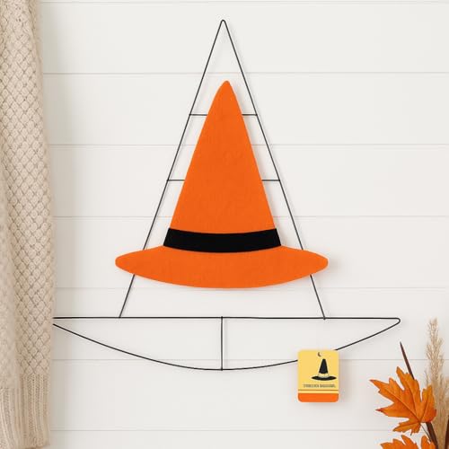 Black Metal Wire Witch Hat Frame for DIY Halloween Wreath Making