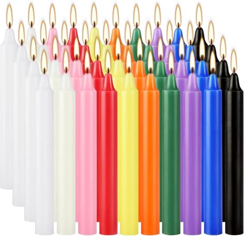 40-Pack Multi-Colored Spell Chime Taper Candles - 4 Inch (10 Colors)