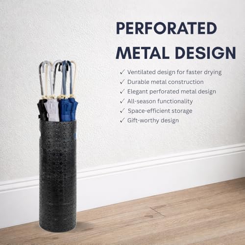 21-Inch Heavy Duty Metal Umbrella Stand for Entryway and Office Storage