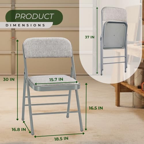2-Pack Steel Frame Folding Chairs with Foam Padded Fabric Seats