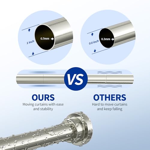 Mcrbeay Heavy Duty Tension Shower Curtain Rod 28-74 Inch Brushed Nickel No Drill