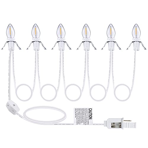 Leelosp Christmas Village Light Cord with 6 LED Bulbs, 11.5 ft C7 Lamp w/ On-Off Switch - 1 Pack