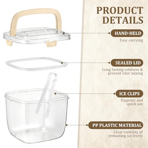 Acellegic 2-Pack 5L Ice Storage Bins with Lid & Tongs for Refrigerator & Party Use