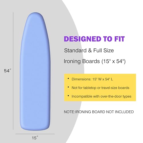 Extra Thick Ironing Board Cover and Pad 15x54, Scorch Resistant Cotton