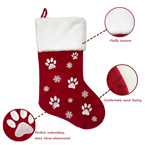 18-Inch Burlap Christmas Stockings with Plush Cuff, 2-Pack Holiday Decor