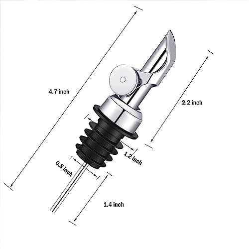 VIGOR PATH Silver Weighted Stainless Steel Liquor Bottle Pourers Pack of 4 - Precise, Leak-Proof Spouts