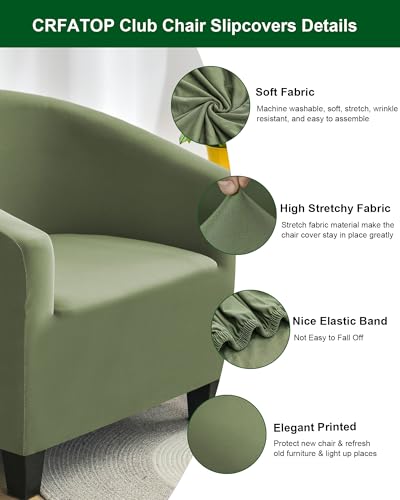 Stretch Green Barrel Club Chair Cover - Soft & Washable Tub Slipcover